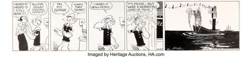 E. C. Segar Thimble Theatre starring Popeye Daily Comic Strip Original Art dated 12-24-36 (King Features Syndicate...