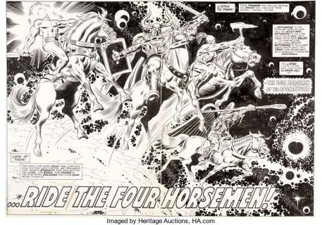 Rich Buckler And Joe Sinnott | Giant-Size Fantastic Four #3 Double Splash Page 2-3 Original Art (Marvel, 1974). | Heritage