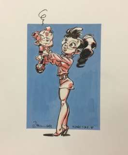 Dan | Dan - Dessin original couleur - Le Petit Spirou et Mademoiselle Chiffre - (2022) | Catawiki