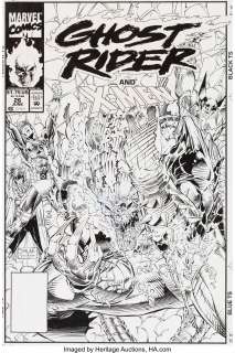 Babes & Brawn Sketchbook with Ghost Rider Original Art - Signed by Mark  Texeira