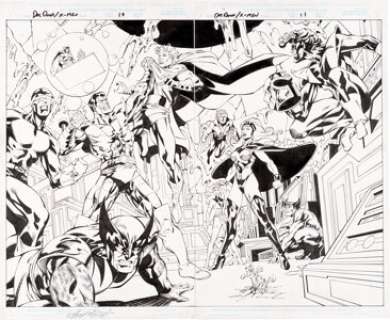Aaron Lopresti, Art Thibert, and Jamie Mendoza - X-Men / Dr. Doom ‘98 Splash Page 10-11 Original Art (Marvel, 1998).