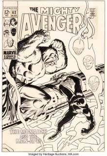 Buscema, John - John Buscema and George Klein The Avengers #62 Cover Black Panther and Man-Ape Original Art (Marvel, 1969)....