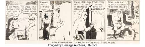 McCoy, Wilson - Wilson McCoy (as Ray Moore) The Phantom Daily Comic Strip Original Art dated 4-18-47 (King Features Syndicate, 194...