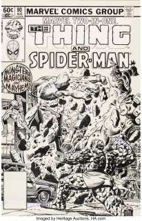 Hannigan, Ed - Ed Hannigan and Al Milgrom Marvel Two-In-One #90 Cover Spider-Man and Thing Original Art (Marvel, 1982)....