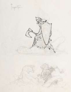 Frazetta, Frank - Frank Frazetta - Death Dealer Preliminary Sketch Original Art (c. 1978)....