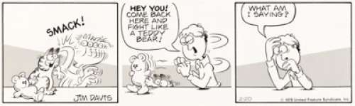 Davis, Jim | Jim Davis Garfield Daily Comic Strip Original Art dated 2-20-79 (United Feature Syndicate, 1979).... | Heritage