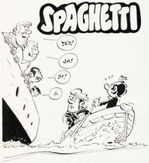 Dino Attanasio Spaghetti, L‘Étonnante Croisière du Signor Spaghetti #15 Cover Original Art (Lombard, 1976)....