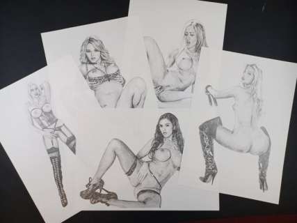 Misioteu | Misioteu - 5x illustrazioni "Pin up: Yes, we’re open" - Page volante - Exemplaire unique - (2015) | Catawiki