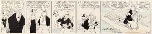 E. C. Segar - Thimble Theatre Comic Strip Popeye Original Art dated 8-15-38 (King Features Syndicate, 1938)....