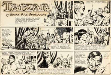 John Celardo - Tarzan Sunday Comic Strip Original Art dated 8-29-54 (United Feature Syndicate, 1954).