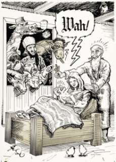 Justin Green - Have a Cigar... Christmas Card Cover Original Art and Production Materials Group of 4 (Kitchen Sink Press, 1976). (Total: 4 Original Art)