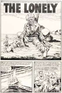 Howard Nostrand Black Cat Mystery Comics #48 Complete 5-Page Story "The Lonely" Original Art (Harvey, 1954). (Total: 5 Original Art)