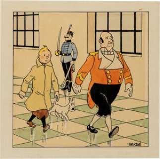 Hergé (Georges Rémi) Les Aventures de Tintin, Le Sceptre d’Ottokar Cover Original Art (Le Petit Vingtième, 02-16-1939). (Total: 3 Original Art) | Heritage