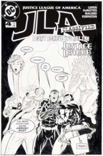 Kevin Maguire and Joe Rubinstein JLA: Classified #4 Cover Original Art (DC, 2005).