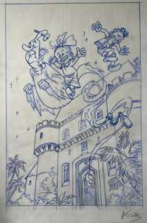 Krings, Jean-Marc | Krings, Jean-Marc - Originele tekening in potlood - Suske en Wiske - Hommage aan Het eiland Amoras - (2023) | Catawiki