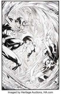 Mark Bagley and John Dell Giant-Size Amazing Spider-Man King‘s Ransom #1 Kingpin and Boomerang Cover Original Art (Marvel, 2021).