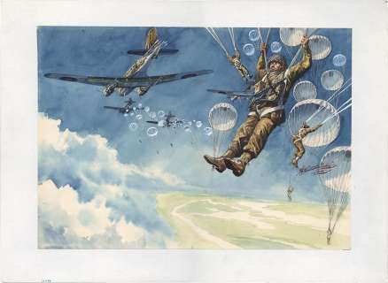 Shigeru Komatsuzaki’s Hand-Drawn Color Illustration of the DC-3 military aircraft C-47 | Mandarake (Big Web)