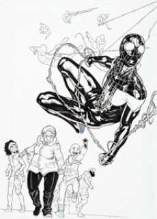 Javier Garrón Miles Morales: Spider-Man #5 Splash Page 3 and #4 Second Printing Cover Original Art (Marvel, 2019).