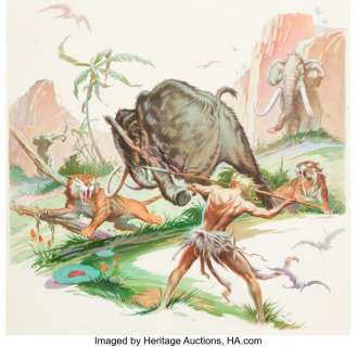 Frank Frazetta and Roy Krenkel Back To The Stone Age Cover Painting Original Art (Ace, 1963). (Total: 2 Items)