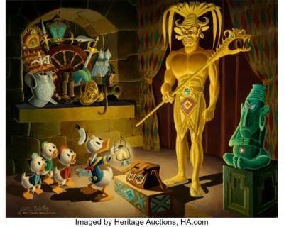 Carl Barks El Dorado The Gilded Man Donald Duck, Huey, Dewey, and Louie Painting CB-OIL 72 Original Art (1974). | Heritage