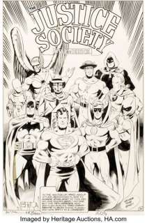 Joe Staton and Bob Layton DC Special #29 Justice Society of America Splash Page 34 Original Art (DC, 1977).
