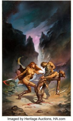 Boris Vallejo Red Sonja Book 3 When Hell Laughs Paperback Cover Painting Original Art (Ace, 1982).