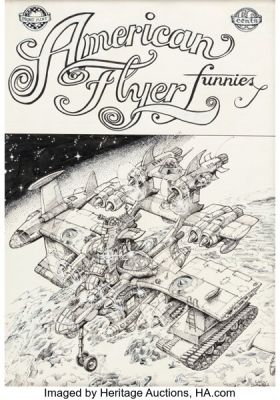Larry Welz and Larry Sutherland American Flyer Funnies #2 Cover Original Art (Last Gasp, 1973).