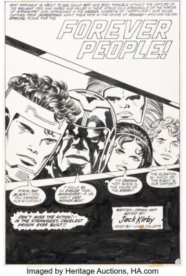 Jack Kirby and Vince Colletta Forever People #4 Splash Page 5 Original Art (DC, 1971).