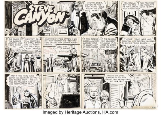 Milton Caniff and Dick Rockwell Steve Canyon Sunday Comic Strip Original Art dated 4-16-61 (Field Enterprises, 1961).