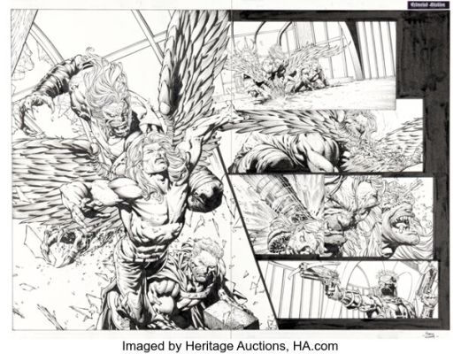 David Finch and Danny Miki Ultimatum #4 Double Page Spread 18-19 Original Art (Marvel, 2009). | Heritage