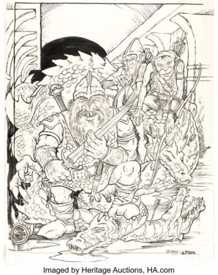 Greg Irons Dungeons & Dragons Inspired Coloring Book Illustration Original Art (1980).