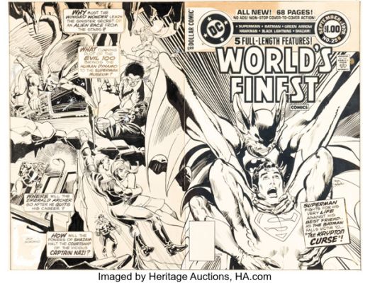 Joe Staton and Dick Giordano World’s Finest Comics #258 Wraparound Cover Original Art (DC, 1979). | Heritage