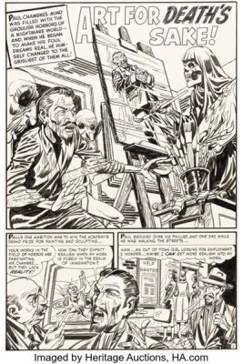 Rudy Palais Witches Tales #15 "Art For Death‘s Sake" Complete 5-Page Story Original Art (Harvey, 1952). (Total: 5 Original Art)