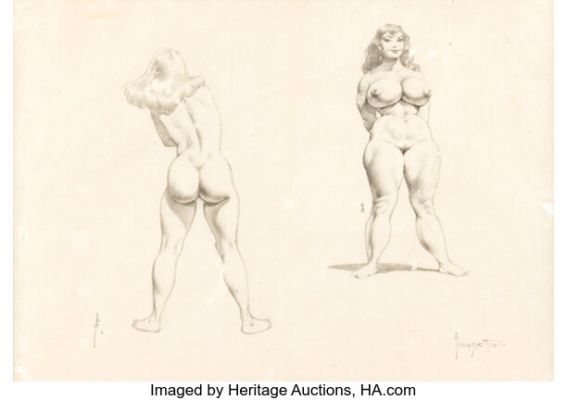 Frank Frazetta - Two Nude Women Illustration Original Art (undated). (Total: 2 Original Art) | Heritage