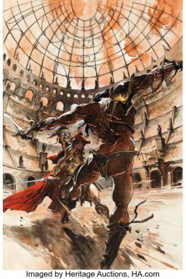 Guillaume Sorel La Cité de Satan Cover Original Art Fabien Clavel Novel (Mnémos - Collection Icares #93, 2006). | Heritage