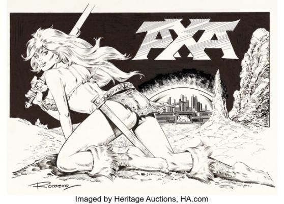 Enrique Badia Romero - Axa Sexy Pin-Up Illustration Original Art (c. 1980).