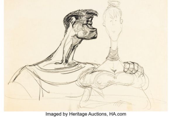 The Art of Chuck Jones - Man and Woman Drawing Original Art (c. 1960s). | Heritage