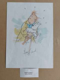Harry Edwood | Hommage à Hergé - Dessin original de Harry Edwood - Page volante - EO | Catawiki