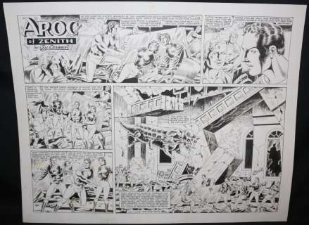 Jay Disbrow - aroc of zenith sunday strip art #146 - la - monster splash - 1980s signed