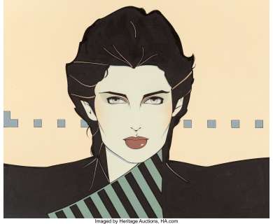 Patrick Nagel (American, 1945-1984) Untitled, Cosmetic advertisement Acrylic on board 20 x 21 inches (50.8 x 53.3 cm)... | Heritage