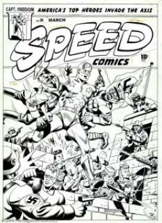 Alex Schomburg - Original Cover Art for Speed Comics #31 (Harvey, 1944). By 1944, despite the fierce battles being - | Heritage