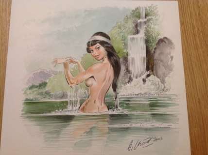 Chéret, André | Original illustration  - Woman in the river  - (2003) | Catawiki