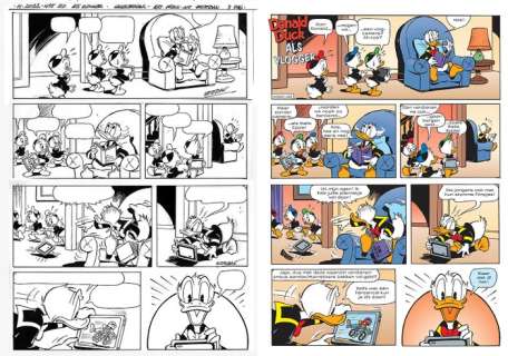 Donald Duck H-2022-455 - page 1 - Esteban - Als vlogger - 1 page originale + 2 croquis - 2022/2023 | Catawiki