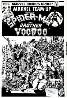 Gil Kane, John Romita Sr. - Marvel Team-Up #24 Cover (1 of the Most Detailed Kane / Romita Covers Ever Drawn!) 1974