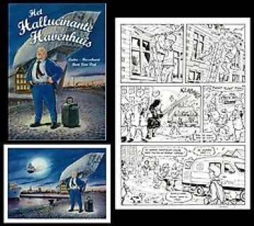 Bosschaert, Jan - 1 Planche originale + album + ex-libris - Het Hallucinante Havenhuis - 2018 | Catawiki