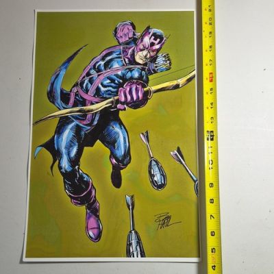 Marvel Hawkeye Signed Original Drawing Avengers 11x7 in | eBay US (Buy It Now)