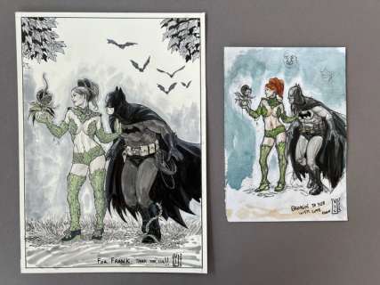 Victor Ibanez - 2 Original drawing - Poison Ivy und Batman - Zwei schöne Farbzeichnungen - 2013 | Catawiki
