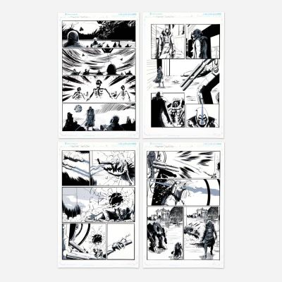 Lot 341 - Joseph Schmalke, Phantom Starkiller #1 Story Pages 6, 8, 9, and 10 Artist Proofs (Scout Comics, 2020) | Landry Pop Auctions