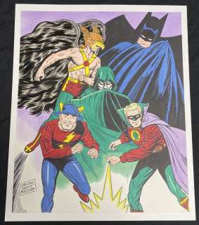 Sheldon Moldoff - Batman, Hawkman, Spectre, Flash Jay Garrick, & Green Lantern Alan Scott Painted Art - La - Signed