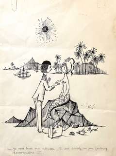 Raymond Peynet - Original illustration cm. 24x31,5. Ink. Signed. Mint